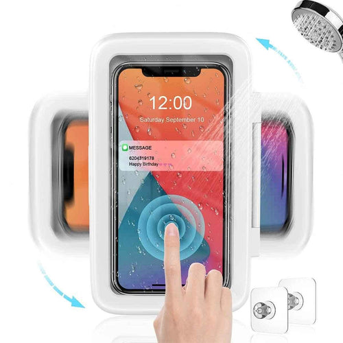 Waterproof Shower Phone Holder with 360° Rotation, Angle Adjustable, Wall Mounted Phone Holder for Bathroom Mirror Bathtub Kitchen, Up to 6.8 Inch