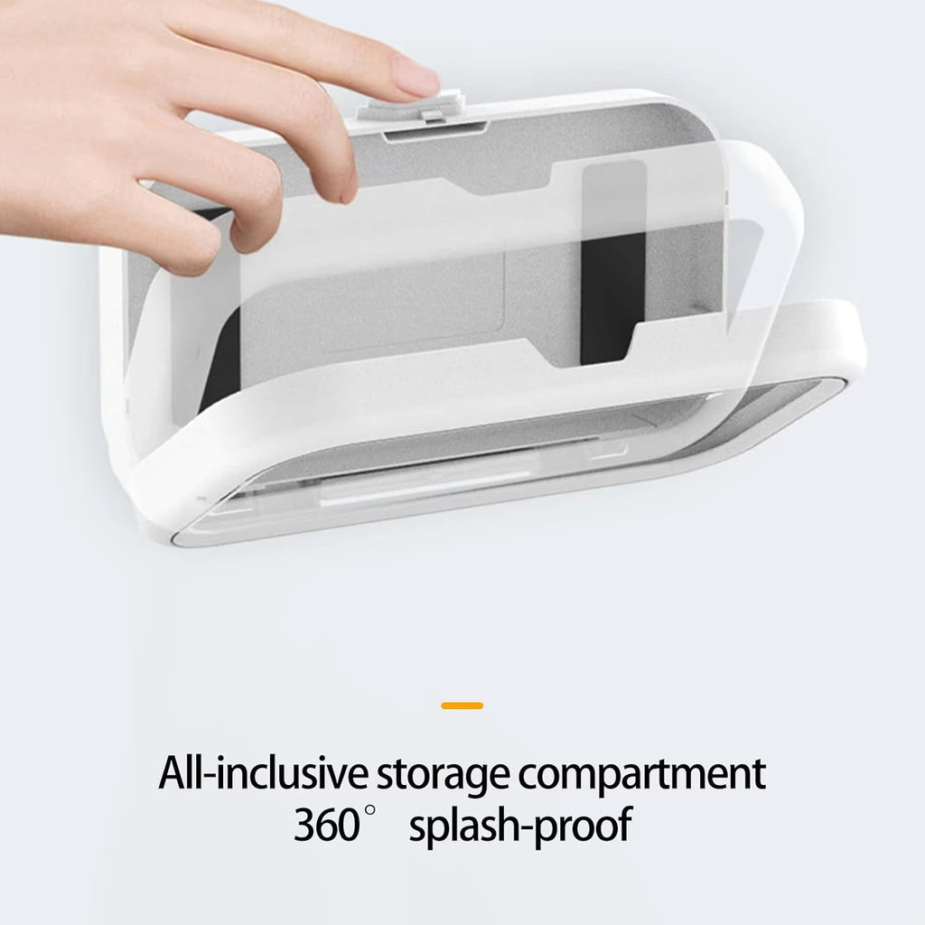 Waterproof Shower Phone Holder with 360° Rotation, Angle Adjustable, Wall Mounted Phone Holder for Bathroom Mirror Bathtub Kitchen, Up to 6.8 Inch