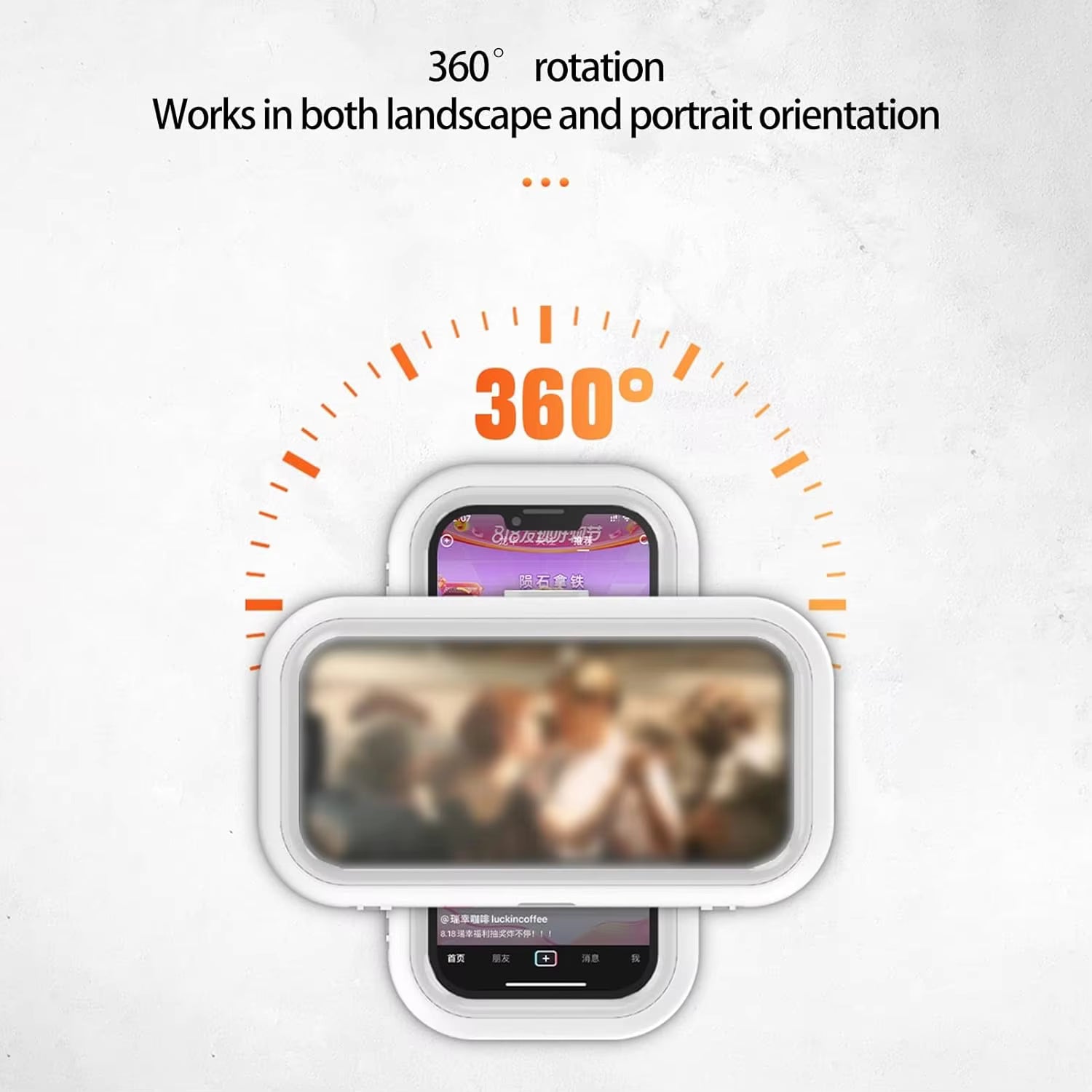 Waterproof Shower Phone Holder with 360° Rotation, Angle Adjustable, Wall Mounted Phone Holder for Bathroom Mirror Bathtub Kitchen, Up to 6.8 Inch